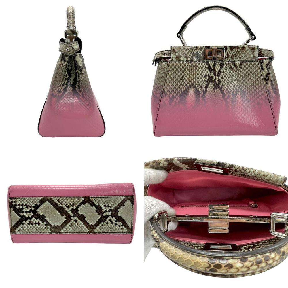 Fendi Mini Peekaboo Shoulder Bag Python Pink - image 2